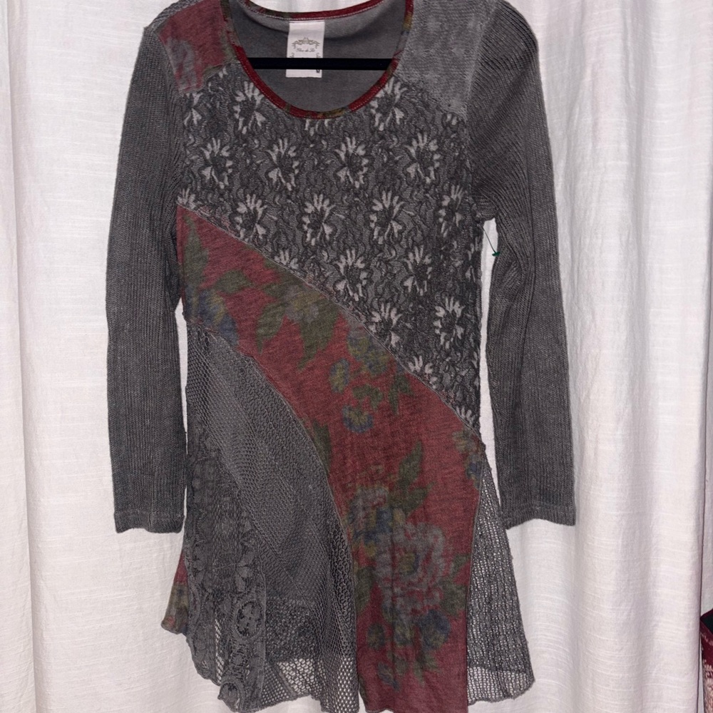 Fleur de Lis Dress/Top Patchwork Long Sleeve Medium